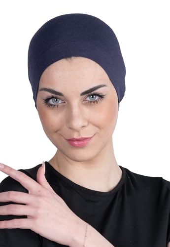 Chemo Headwear for Women - Bamboo Cotton Hats for Women - Head Scarf for Women's Hair - Sleep caps - Beanie Hijab Bonnet - color: Denim