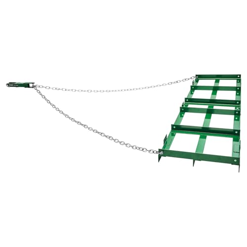 VEVOR Drag Harrow, 6 ft Heavy Duty Tow Behind Drag Harrow with Adjustable Bars & 72 in Chain, Driveway Grader Landscape Rake for ATV, UTV, Tractor, Mower Tow Behind Yard Lawn Leveling Tool - size: 6 FT- Green