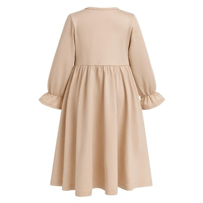 IWEMEK 2PCS Newborn Baby Girls Muslim Abaya Prayer Dress with Hijab Islamic Middle East Arab Dubai Robe Ramadan Eid Clothes - color: Champagne, size: 0-6 Months