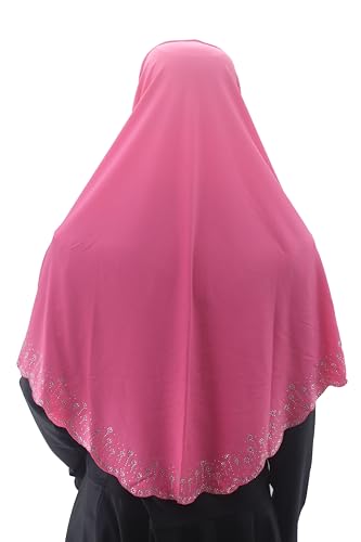 Instant Hijab Scarf for Women Muslim Women Clothing Headscarf for Girls with Czech Rhinestone - color: Rose-wavy Edge