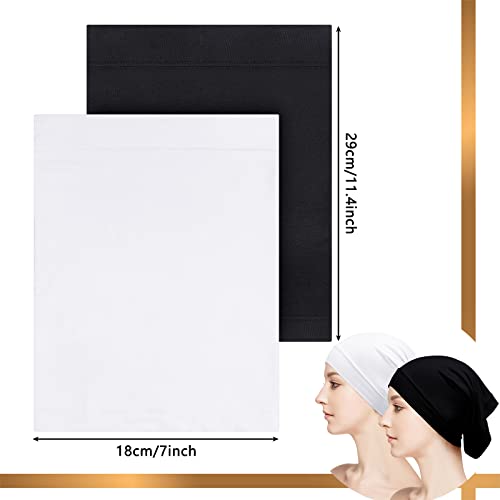 Loopeer 2 Pcs Hijab Undercaps No Slip for Women Islamic Muslim Hijab Cap Scarf for Turban Tube Neck Cover - color: White and Black