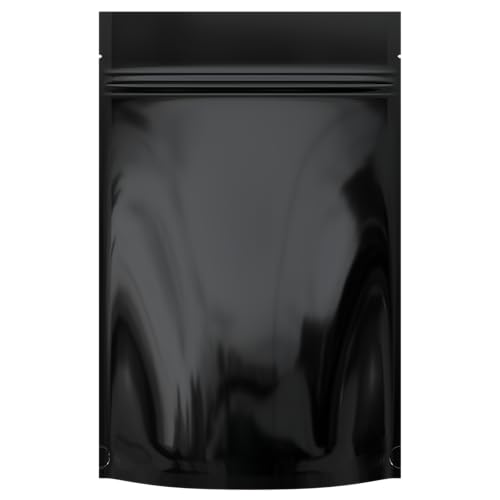 Mylar Style Barrier Bags – Zipper w/Heat Seal – 100 Bags (Gloss Black/Gloss Black, 1 Ounce - 6?x9.25?x2.33?) - color: Gloss Black / Gloss Black, size: 6x9.25x2.33 Inch (Pack of 100)