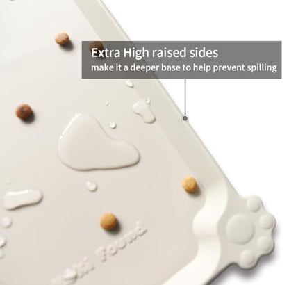 Hoki Found L Silicone Pet Food Mats - Non Slip Cat & Dog Bowl Mats - Waterproof & Carpet Safe - Cream Brown - color: Cream Brown, size: 22" x 14"