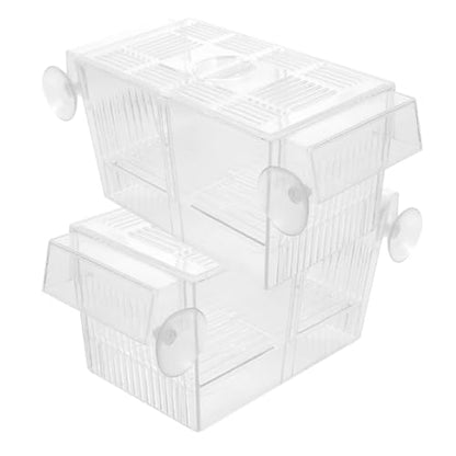 2pcs Fish Breeding Box with Double-Layer Floating Design Aquarium Nursery Incubator Hatchery Divider for Fry and Shrimp Cultivation