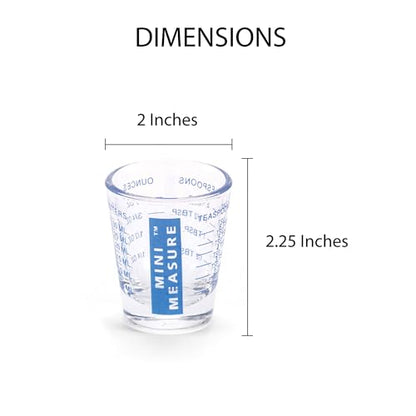Kolder Mini Measure Heavy Glass, 20-Incremental Measurements Multi-Purpose Liquid and Dry Measuring Shot Glass, Red and Blue, Set of 2 - color: Red and Blue, size: Set of 2