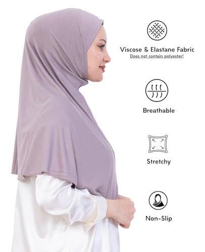 Prien Ready Hijab For Women, One Piece Muslim Instant Turban, Easy To Wear Long Head Scarf, Turkish Islamic Clothes For Abaya - color: Light Mink