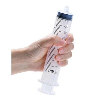 Reusable 100ml Syringes with 27.6 Inch Tube and Blunt Needle 14G 1.5”, Sterile Luer Lock Syringe Individually Packaged for Labs, Measuring,Oil or Glue - style: 100 ml