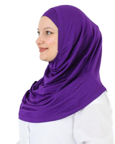 Prien Chic Ready To Wear Hijab For Women, Muslim Long Turban Undercap Set, Instant Scarf, Prayer Clothes For Girls, Abaya - color: Purple