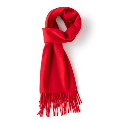 100% Pure Cashmere Scarf for Women Men, Warm Winter Wrap - color: Classic Red