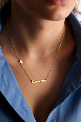 DayOfShe Custom Tiny Name Necklaces for Wedding Bridesmaid Gifts Best Friend Birthday Gifts, 18K Gold Plated Dainty Name Necklace Personalized Christmas Jewelry Gifts - color: Tiny Name+Heart