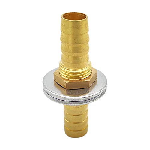 Brass 3/8" Hose Barb Bulkhead Fitting Thru-Bulk Straight Adapter for Water Fuel Air - size: 3/8" Hose Barb