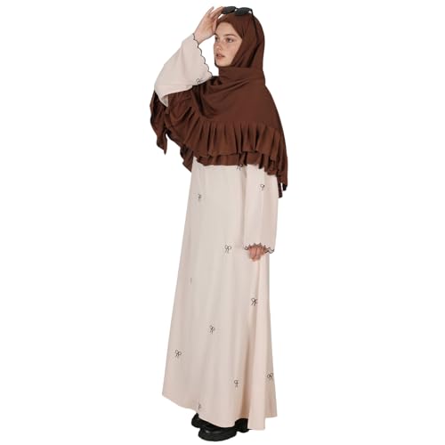 Prayer Hijab for Women Muslim Cotton Blend Lightweight Ruffled Square Scarf - color: Coffee