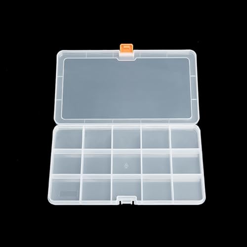 Jewelry Organizer (2 Pack) Clear Plastic Organizer Box (15 Girds), Beads Storage Containers Box for Small Items and Other Craft Projects,Size 7.91 x 4.37 x 0.71 in - size: 15 Grids