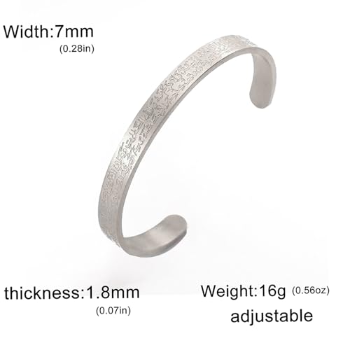 VASSAGO Ayatul Kursi Bracelet for Women Men Muslim Quran Allah Openable Bangles Arabic Calligraphy Cuff Bracelet Islam Eid Islamic Jewelry Gifts - color: Islamic Bracelet