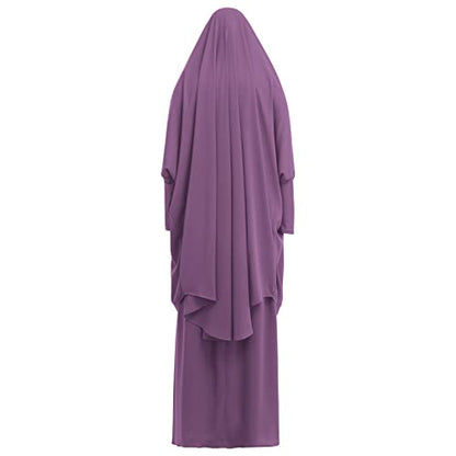 Women's Muslim Prayer Dress Hijab Scarf Eid Prayer Jilbab Khimar Niqab Burka Abaya Maxi Islamic Arabian Modest Cardi Robe - color: Deep Purple