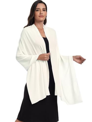 Chiffon Shawl and Wraps for Women Warm Scarves Wedding Evening Bridal Scarfs Pashmina Shawls - color: Ivory