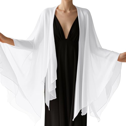 Chiffon Scarf,Soft Breathable Chiffon Shawls and Wraps,Silky Women's Hijab for Evening Dresses Wedding Bridal Scarves - color: White, size: 67 x 28 inches