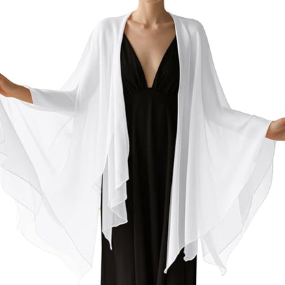 Chiffon Scarf,Soft Breathable Chiffon Shawls and Wraps,Silky Women's Hijab for Evening Dresses Wedding Bridal Scarves - color: White, size: 67 x 28 inches