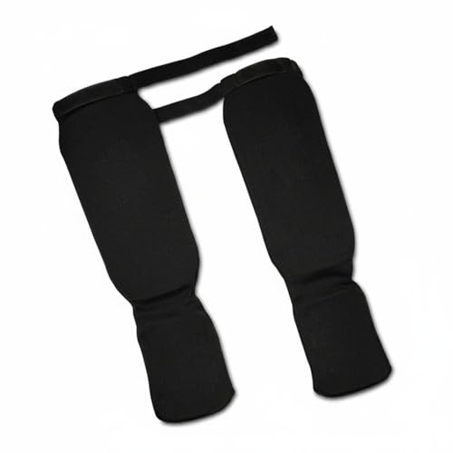 Shin Instep Guards Padded Protection Elastic Shin Guards Lightweight Impact-Absorbing Gear for Fighters, Training, Sparring - size: Small, style: Black
