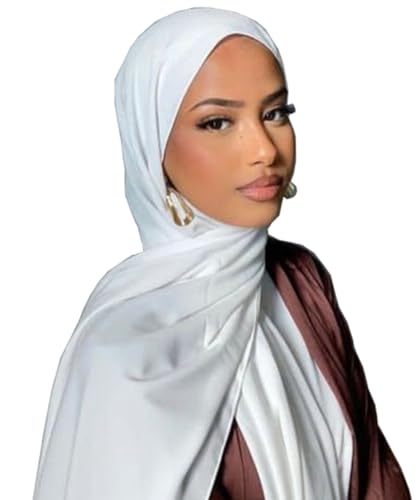 Harewom Muslim Hijab for Women Soft Stretch Headscarf Large Plain Turban Wrap Shawl Head Wrap for Everyday Wear - color: White Hijab Headscarf