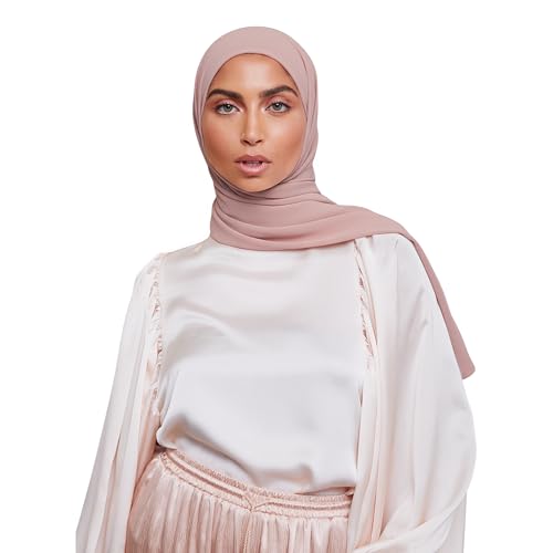 Premium Chiffon Hijab Scarf for Women Lightweight Non Slip Fashion Scarves - color: Pink Taupe, size: 1 Pack