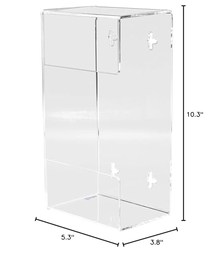 Kantek Wall Mounted Acrylic Glove Box Holder Dispenser, Single Box Capacity, for Use in Food Service, Healthcare, Hospitals, Restaurants, 10.3" x 3.8" x 5.3", Clear - size: Single