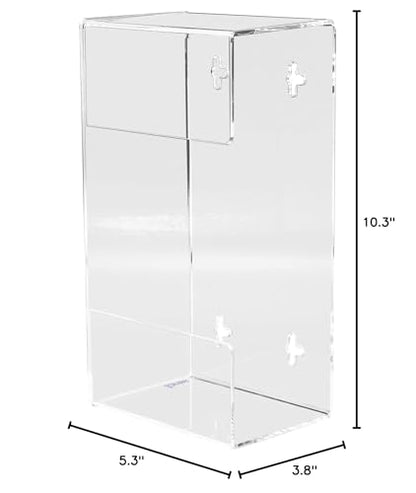 Kantek Wall Mounted Acrylic Glove Box Holder Dispenser, Single Box Capacity, for Use in Food Service, Healthcare, Hospitals, Restaurants, 10.3" x 3.8" x 5.3", Clear - size: Single