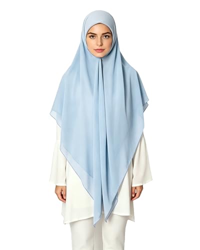 Lina & Lily Premium Chiffon Hijab Head Scarf Shawl Wrap for Muslim Women Square 58'' x 58'' - color: Baby Blue