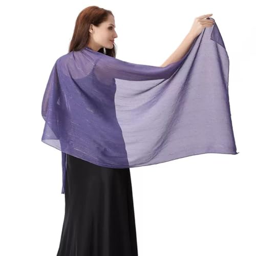 OurLore Chiffon Shawls Wraps for Women Sheer Glitter Scarf Sparkly Rhinestones Shoulder Sarong Cover Up Hijab for Wedding - color: Purple