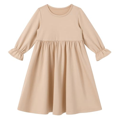 IBTOM CASTLE Abaya for Baby Girls with Hijab 2PCS Muslim Prayer Clothes Long Bell Sleeve Middle East Dubai Islamic Clothing - color: Champagne, size: 2-3 Years