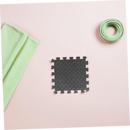 16pcs Grey Leaf Pattern Eva Foam Gym Mat Tiles with Black Edging – Interlocking Shock-Absorbing Thickened Floor Puzzle Mat for Home Workout and Play Areas