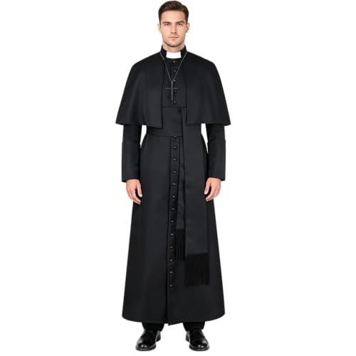 Men's Cassock Robe Choir Minister Clergy Pulpit Liturgical Church Robe four colors - color: Black, size: Small