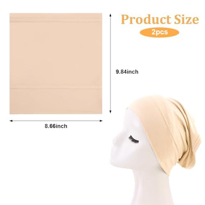 2pcs Under Caps for Hijab Women Stretch Solid Color Hijab Scarf Non Slip Undercap Woman Unisex Hats