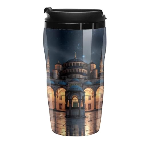 Blue Mosque Islamic Muslim Coffee Mug Double Wall Travel Tumbler Tea Cup for Hot/Ice Drinks 250ml