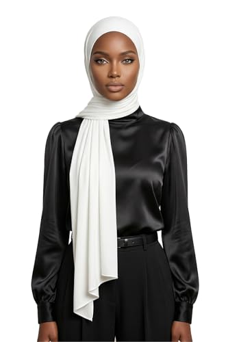 Aisha's Design Neck-Covering Practical Jersey Hijab with Built-In Ninja Bonnet - color: Ivory