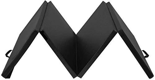 GOFLAME Gymnastics Mat Folding 4'x10'x2, Thick Exercise Mat with Carrying Handles, Gym Fitness Aerobics Mat for Yoga, Tumbling, Gymnastics, Martial Arts, Black
