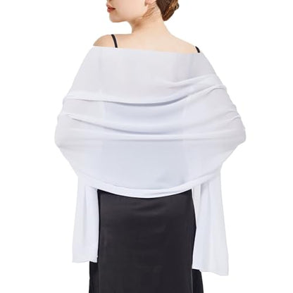 Chiffon Shawls and Wraps - Lightweight Scarve for Women Evening Dresses Wedding Bridal Formal Party - color: C-white