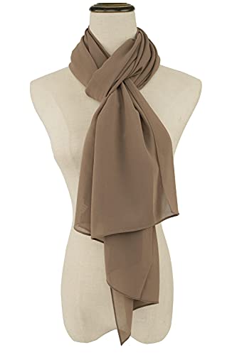 YOUR SMILE for Women Lightweight Breathable Solid Color Soft Chiffon Long Fashion Scarves Sun-proof Shawls Wrap - color: Brown