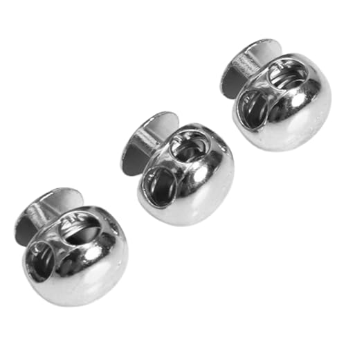 10Pcs Metal Cord Lock End, Double Hole Spring Stopper Fastener Slider Toggles End for Drawstrings Lanyard Silver 1 One Size