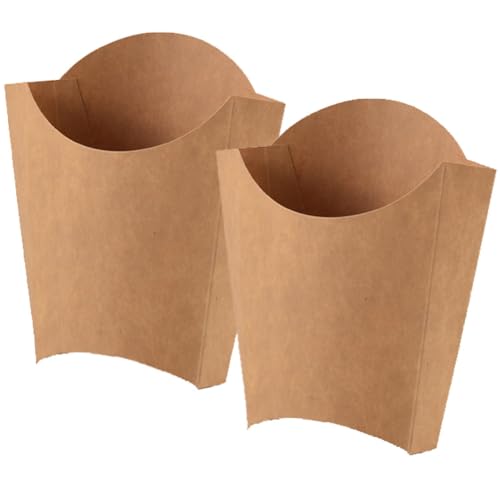 luzen 50Pcs Disposable French Fry Box Holders Kraft Paper Fried Chicken Snack Cups Containers Takeout Charcuterie Cups for Wedding Birthday Home Parties Events Supplies, Brown