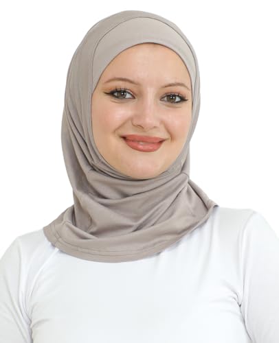 Prien Sport Instant Hijab For Women, Muslim Cotton Turban, Soft Head Scarf, Ready To Wear Hijabs Prayer Clothes, Islamic Wear - color: Light Mink