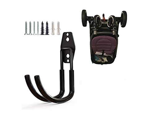 Zoele Wall Mount Baby Stroller Hanger - Baby Stroller Rack Holder, Garage Power Tool Hanger Wall Hook, Steel Garage Tool Storage Organizer Utility Hooks (Black) - color: Black