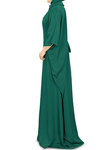 MyBatua Women's Kaftan, Free Size Abaya, Dubai Islamic Dress, Muslim Maxi KF-001 - color: Dark Green
