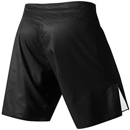 LAFROI Mens MMA Cross Training Boxing Shorts Trunks Fight Wear with Drawstring and Pocket-QJK01 - color: Black, size: Medium