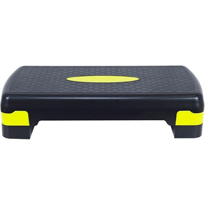 Fitvids Aerobic Step Platform Trainer with Adjustable 2-Level Risers, 400 Pound Weight Capacity – Non-Slip Exercise Stepper - color: Black/Lemon