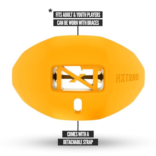 Nxtrnd One Football Mouth Guard, Strap Included, Fits Adult & Youth (Yellow) - color: Yellow