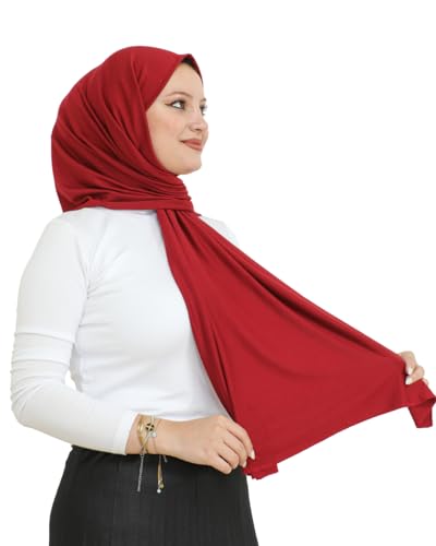 Prien Hijab for Women Viscose Scarf Lightweight Muslim Hijabs Long Shawl Islamic Scarves Turkey Silk Headscarf for Womens - color: Burgundy