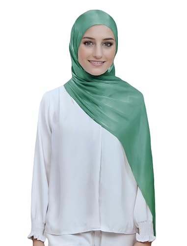 Lina & Lily Sheen Shimmer Women's Crepe Scarf Shawl Wrap Head Hijab Lightweight - color: Jade Green