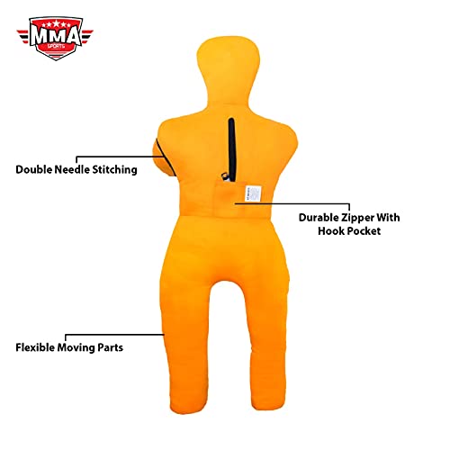 Kids Grappling Standing Dummy - Unfilled – Wrestling, Jiu-Jitsu, MMA Training Dummy with Moveable Arms and Legs – Durable Polyester Fabric - color: Yellow-Stand, size: 3 ft-36 Inch