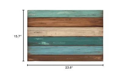 Brown Wood Grain Bathroom Runner Rug Bathmat Soft Bath Shower Bathtub Kitchen Door Mat,Rural Ombre Teal Worn Wooden Stripes Washable Floor Doormat Area Carpet for Bedroom Laundry Room Hallway,16"x24" - size: 16"W x24"L